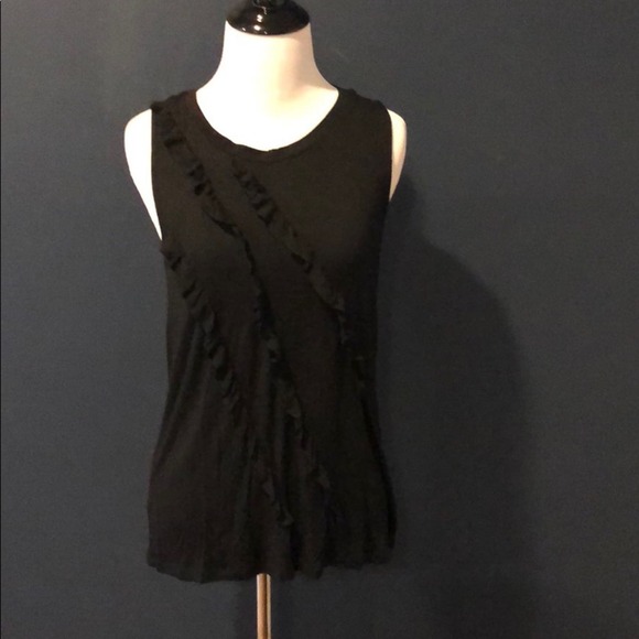 Banana Republic Top Ruffle Front Black - Picture 1 of 5